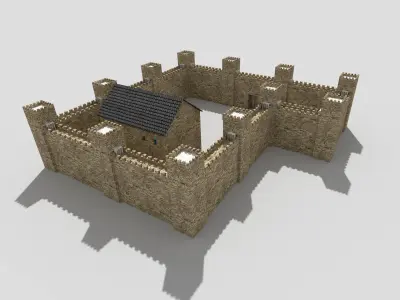 low poly medieval castle Low-poly 3D model