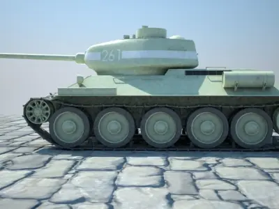 T-34-85 medium tank  Low-poly 3D model