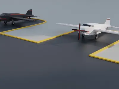LowPoly Cartoon Propeller Plane  Blender 3D Model Low-poly 3D model