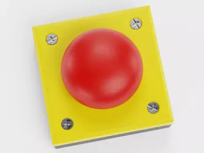 Emergency Button V1 - Stop Switch Industrial Safety Control 3D model