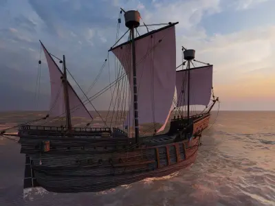 Galeon Ship-Galeon pirate ship-battle ship 3D model by azhaco2022
