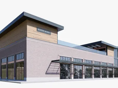 market building Low-poly 3D model