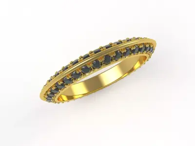 Antique Black Diamond Eternity Wedding Band 3D print model