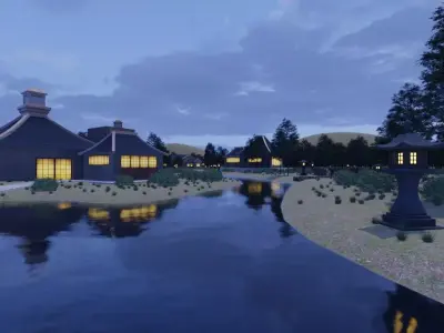 Serene Village At Dusk 3D model