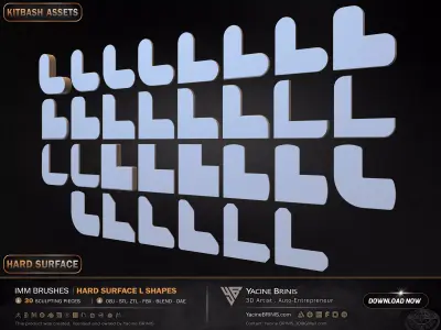 30 Hard Surface IMM L Shapes Low-poly 3D model
