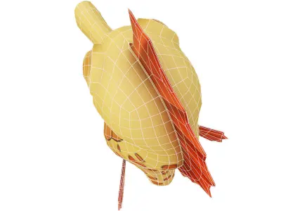 Yellow Seahorse Cartoon  Animated  Low-poly 3D model