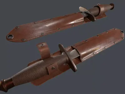 Low poly WW2 Case Stiletto Fighting Knife Low-poly 3D model