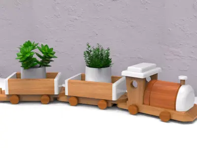 Wooden Pot Train Holder 3D print model