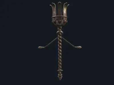 Medieval Torch metall Low-poly 3D model