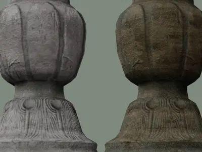 Ancient Concrete Water Fountain old stone Low-poly 3D model