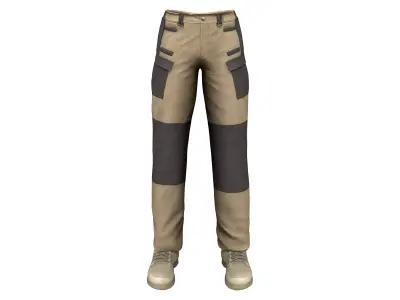 Men Multi Pockets Tactical Cargo Military Pants With Boots Low-poly 3D model