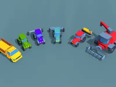 Lowpoly farming vehicle Low-poly 3D model