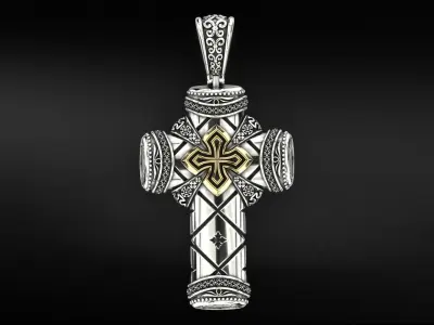 Antique pectoral cross with patterns 771 3D print model