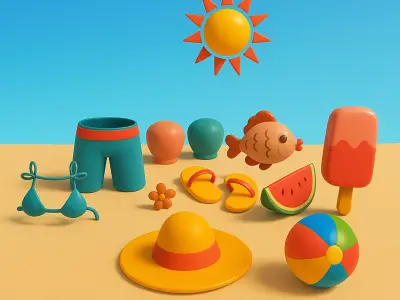 Summer Collection v001  Low-poly 3D model