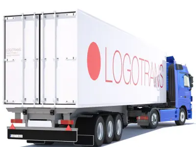 Mercedes Actros Space Cab Refrigerated Semi Trailer 3D model