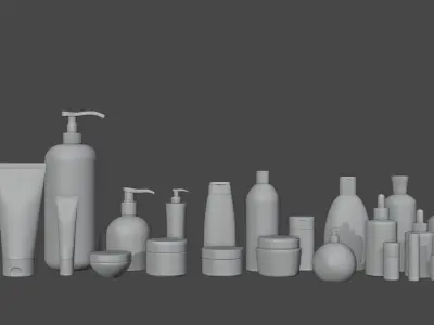 High Quality Cosmetics Bathroom Accessories 3D Model Set  3D model