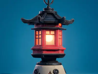 Stylized Asian Lanterns Pack Free 3D model