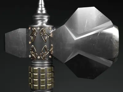 War Hammer with ornament 3D model