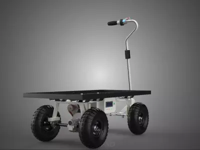 ELECTRIC FLAT BED DECK STEEL MESH GRID TROLLEY CART WAGON TRUCK 3D model