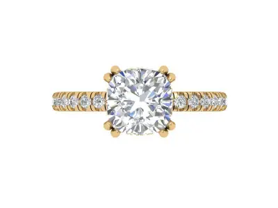 Cushion Solitaire Engagement Ring 3D print model buy