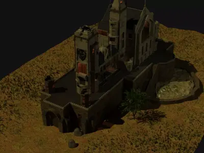 Castle scene and a low poly 3D model