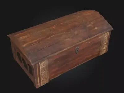 Antique Wooden Chest Vintage Storage Model 3D model