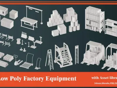 Low Poly Factory Equipment 3D model