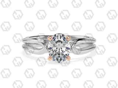 Ring 226 Oval shape split shank solitaire ring with Gems 3D print model