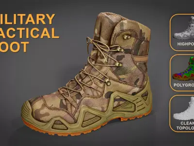 Photorealistic Boot Pack - 5 High-Quality Scanned Boots Low-poly 3D model