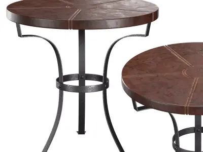 Leather iron round coffee table 3D model