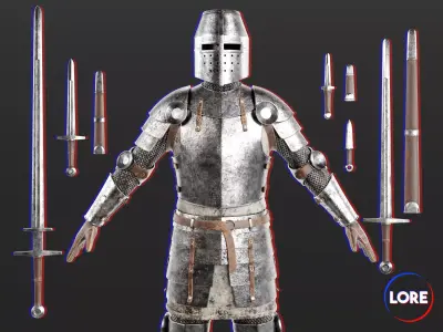 Medieval Collection Knightly Swordsman 3D Model Pack