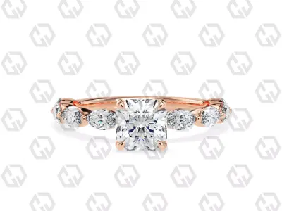 Ring 180 Radiant Shape marquise on shanks with Gems 3D print model