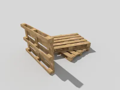 Wooden Pallet Low-poly 3D model 2