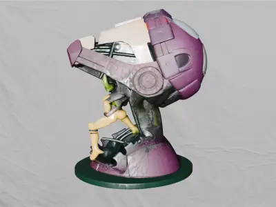 Sci-Fi Mech Bust Statue 3D Printable Model with PBR Textures 3D print model