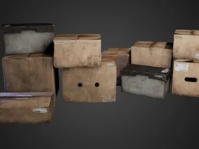 Cardboard Boxes Low-poly 3D model get