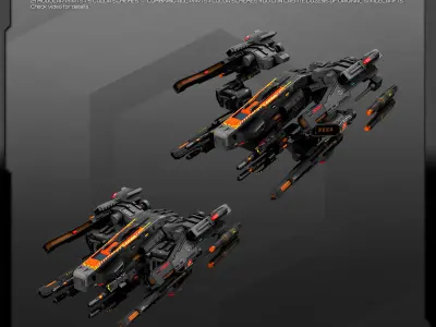 MODULAR SF Fighters GXX Low-poly 3D model
