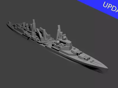 British Town Class Cruiser Warship 3D print model