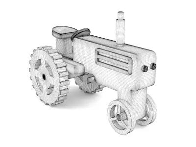Wooden toy tractor 09 3D model