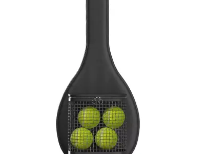 Black Leather Tennis Racket Bag 3D model