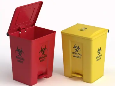 Medical Waste Bin Low-poly 3D model