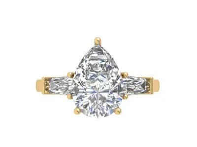 Pear 3 Stone Ring 3D print model buy
