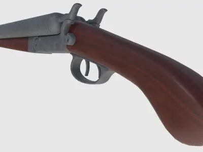 Colt 1877 Sawed Off Shotgun - Game Ready Low-poly 3D model