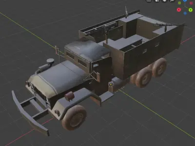 truck gun Low-poly 3D model