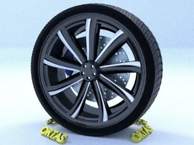 ORTAS CAR RIM 59 GAME READY RIM TIRE AND DISC 3D model