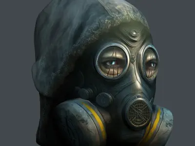 Gas mask helmet 3d model military combat fantasy cyborg  Low-poly 3D model