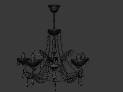 gold and crystal chandelier 3D model