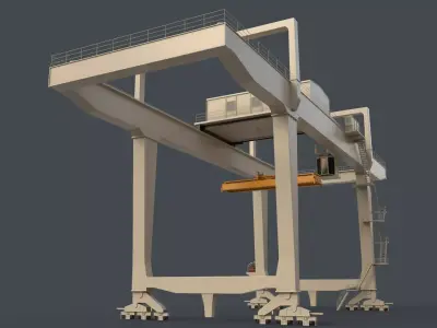 PBR Rail Mounted Gantry Crane RMG V1 - White Low-poly 3D model