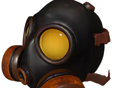 Weathered Gas Mask PBR Model Low-poly 3D model