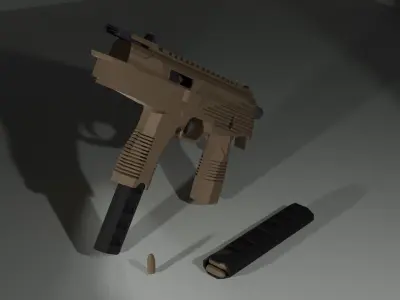low-poly mp 9 gun on table Low-poly 3D model