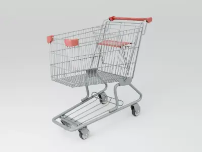 Grocery Shopping Cart Low-poly 3D model